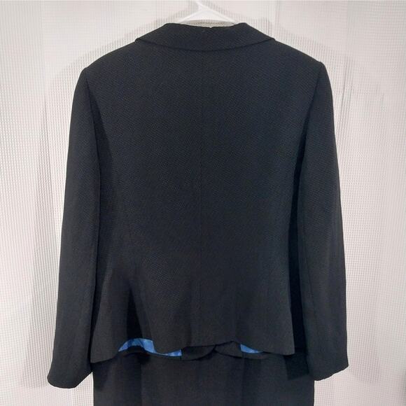 LE SUIT! RICH BLACK MICRODOT, WIDE LAPEL 2PC SKIRT & JACKET SUIT SET! SZ 16 - Picture 9 of 14